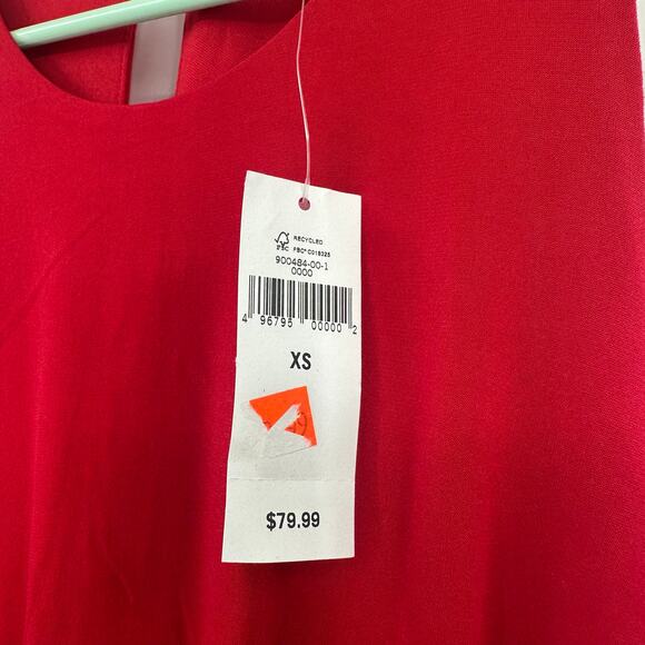 Banana Republic Size XS Red Sleeveless Dress Asymmetrical Hem Faux Wrap NWT - Picture 4 of 5